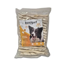 Twisted Stick White,%100 Doğal Deri Beyaz Burgu Köpek Ödül Çubuğu 350 Gr