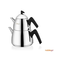 Noble Life Solıd Çelik Çaydanlık Siyah Kulp Çelik