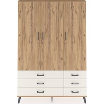 Arges Dolap 5 Raflı 6 Çekmeceli Tek Askılı 132x30x195 Çam-çam/aytaşı Atlas Çam/aytası