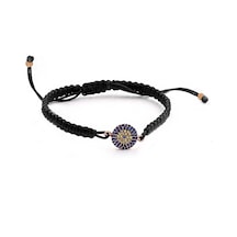 Brezza Lusso Jewelry Nazar Boncuk 4 Sıra Makrome İpli Gümüş Bileklik Pembe No2