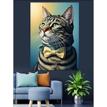Ahşap Tablo Papyon Takan Tekir Kedi