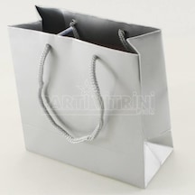 Gümüş Silver Renk Karton Çanta 11x11x5 Cm 10 Adet 6