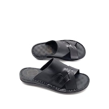 Tam Ortopedik Rahat Masajlı Hakiki Deri Erkek Terlik Siyah