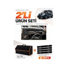 Fiat Fiorino Tam Kapalı 2007-2026 Uyumlu Torpido Örtüsü + Tay Tüyü Çanta Seti - Siyah Kahverengi