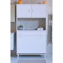 Eliusta Seris Sepetli Ve Çekmeceli Banyo Dolabı G:90 Cm Çok Amaçlı Beyaz Düzenleyici 90x173x32,5 Cm Dolap Beyaz