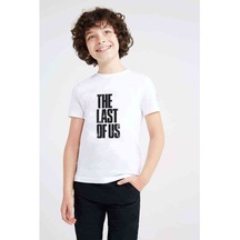 The Last Of Us Eskitme Yazlı Baskılı Unisex Çocuk Beyaz T-Shirt