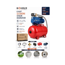 Böhrer Ba011428 6 Kat 12 Daire Uygun 1.5 Hp 50l Otomatik Hidrofor Su Pompası - Bakır Sargılı