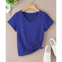Kozia Outdoors Malkoçbey Baskısız V Yaka Oversize Unisex Basic T-şhirt Mavi Mavi