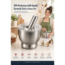 Sarımsak Ezici Ve Havan Seti - Kapaklı 1.6 Kg Profesyonel Kaymaz Tabanlı Baharat, Zencefil Ve İlaç Öğütücü Hav