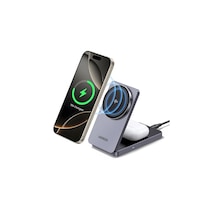Magflow Qi2 Sertifikalı 15w İphone Şarj İstasyonu, Magsafe İle Uyumlu 2'si 1 Arada Manyetik Şarj İstasyonu, İphone 16,16 Pro,16 Pro Max,15,14,13,airpods İçin Katlanabilir Kablosuz Şarj Cihazı Çok Renkli