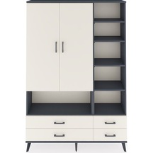 Arges Dolap 10 Raflı 4 Çekmeceli 2 Kapaklı 132x30x195 Antrasit-aytaşı/aytaşı Aytası/aytası
