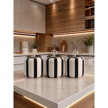 Kahve Köşesi - 1.4 L Siyah Dik Çizgi Baharatlık Gümüş