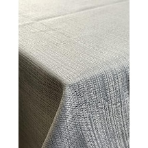 Vi Ihlamur Keten Görünümlü, Su Geçirimsiz, Kayma Yapmayan Premium Masa Örtüsü 145 Cm X 145 Cm, Gri Acı Kahverengi