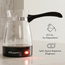 Ckc-340 Fortune Elektrikli Cam Cezve 650w, 0.5 L, Paslanmaz Gizli Rezistans, 360 Kablosuz Kullanım, Türk Kahvesi Makinesi, Siyah