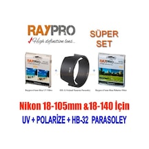 Raypro 67Mm Hd Slim Uv + Polarize Filtre + Hb-32 Parasoley Seti