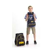 Batman Temalı Erkek Çocuk 3 Lü Okul Çanta Seti Süper Kahraman Sırt Çantası Beslenme Çantası Kalemlik Siyah