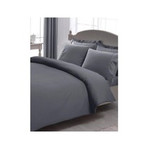 Taç Premium Basic Stripe King Size Saten Nevresim Takımı Antrasit