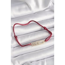 Kırmızı İpli Asansörlü Zirkon Taşlı Gold Messika Model Kadın Bileklik Kırmızı