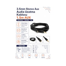 3.5mm Stereo Aux Audio Erkek - Dişi Uzatma Kablosu 1.5m