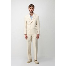 Antioch Kruvaze Relaxed Fit Erkek Blazer Ceket Ekru