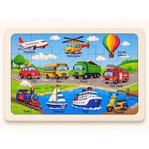 Taşıtlar - 24 Parça Ahşap Puzzle