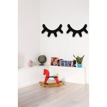 Dekoratif Ahşap Kirpik Duvar Dekoru Siyah