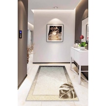Bej Modern Klasik Kaymaz Tabanlı Dekoratif Halı Rv356n11