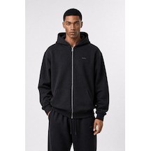 Erkek Respire Basic Oversize Zip Siyah