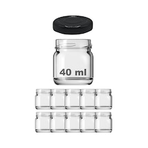 Afracam 40 Ml Metal Kapaklı Şeffaf Cam Kavanoz 10 Adet Siyah