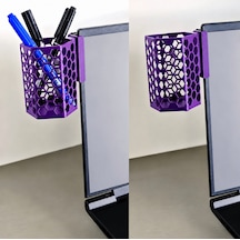 3d Baskı Monitor Kalemlik - Petek Desenli Laptop Kenar Altıgen Kalemlik-mor Çok Renkli