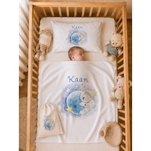 Erkek Bebek Doğum Hediyesi İsme Özel 80x80 Cm Bebek Battaniyesi 35x45 Cm Yastık Kılıfı Ham Bez Kıyafet Kesesi 2093ybkyx Krem