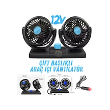 Araç İçi Vantilatör 360 Dönebilen Torpido Üstü Çift Başlıklı Vantilatör 12v Uyumlu Soğutucu Fan
