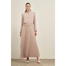 FTZ Women Ftz Plise Etekli Takım Beige 31024 Beige Bej FTZ Women Ftz Plise Etekli Takım Beige 31024 Beige Bej