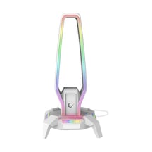 Rm-h27 Igrıs Type-c Rgb Beyaz Kulaklık Standı, 3 Usb 2.0 Portlu, 3.5 Mm Ses Girişli Oyuncu Kulaklık Askısı