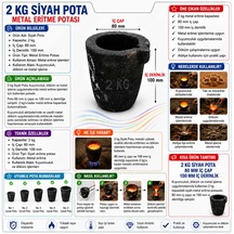 2 Kg Siyah Pota - Metal Eritme Potası