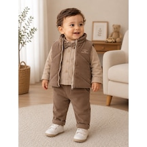 Hippıl Baby Pantolonlu Papyonlu Erkek Üçlü Takım 1-4 Yaş -bay7088727 - Kahverengi