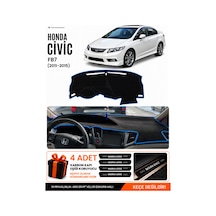 Honda Cıvıc Fb7 2011-2015 Uyumlu Torpido Örtüsü, Torpido Kılıfı - Siyah-mavi - Ho011