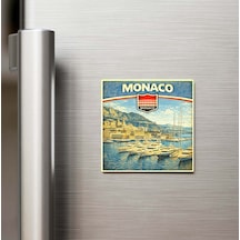 Retro Monako Monako Şehri Temalı Vintage Buzdolap Magneti 9x9 Cm