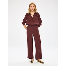 Faik Sönmez Arka Beli Lastikli Yanı Yırtmaçlı Modallı Wıdeleg Fit Pantolon W27pnt005 Uw27pnt00530 Kahve