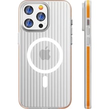 Joko Apple Uyumlu İphone 15 Pro Max Line Magsafe Kapak - Turuncu - Özel Seri 8683140793623
