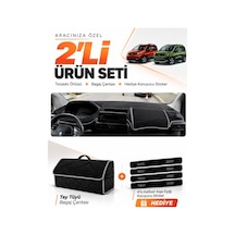 Peugeot Rifter 2018-2026 Uyumlu Torpido Örtüsü + Tay Tüyü Bagaj Çantası + Sticker Seti - Siyah Gri