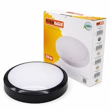 20w Siyah Metal Kasa Sıva Üstü Yuvarlak Ledli Glop Armatür Ip20 6500k - 1800lm E1212/s 5680 Abanoz