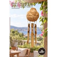 10 Adet Bambu Rüzgar Çanı Maymun Figürlü 40 Cm Bahçe Balkon Dekoratif Süs Wind Chime Doğal Tasarım