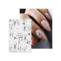 Nailist Siyah Beyaz Serisi - Gümüş Simli Yapışkan Tırnak Sticker Tırnak Dövmesi Nail Art