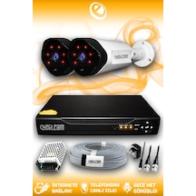 Elitcam 2 Kameralı Uzay 2 Dış Kamera Set HDD'siz Full HD Gece Görüşlü Güvenlik Kamerası Sistemi