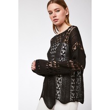 Aqe Fashion Kadın Kayık Yaka Ajurlu Siyah Triko Bluz Gri Aqe Fashion Kadın Kayık Yaka Ajurlu Siyah Triko Bluz Gri