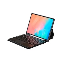 Samsung Galaxy Tab S10 Fe Sm-x520 X526 İle Uyumlu Kılıf Klavyeli Kalem Bölmeli Bluetooth Bağlantılı Standlı Tablet Kılıfı Siyah