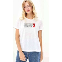 Red Dead Beyaz Logo Baskılı Beyaz Kadın Tshirt