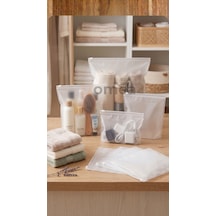10 Lu Fermuarlı Organizer Çanta Seti 30x30 Cm Çok Amaçlı Makyaj, Seyahat Ve Düzenleme Çantası Şeffaf
