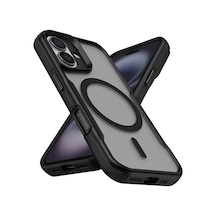Apple iPhone Uyumlu 16 Plus Kılıf Magsafe Airbag Kamera Yükseltili Silikon Mat Parmak İzi Tutmayan Pazarplus Siyah